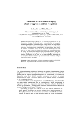 Simulation of the Evolution of Aging: Effects of Aggression and Kin-Recognition