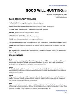 Good Will Hunting Screenplay Analysis