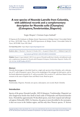 A New Species of Neomida Latreille from Colombia, with Additional