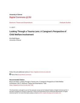 Looking Through a Trauma Lens: a Caregiver's Perspective of Child Welfare Involvement