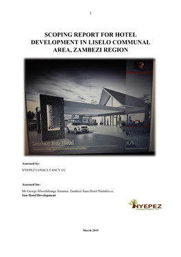 Scoping Report for Hotel Development in Liselo Communal Area, Zambezi Region