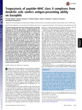 Trogocytosis of Peptide–MHC Class II Complexes from Dendritic Cells Confers Antigen-Presenting Ability on Basophils