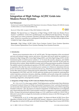 Integration of High Voltage AC/DC Grids Into Modern Power Systems