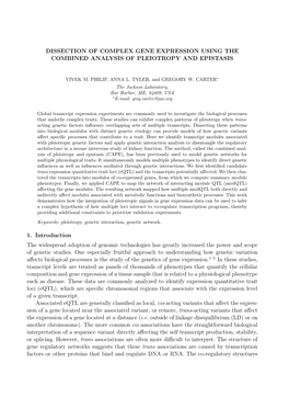 Dissection of Complex Gene Expression Using the Combined Analysis of Pleiotropy and Epistasis