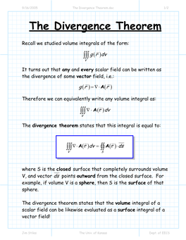 The Divergence Theorem.Doc 1/2