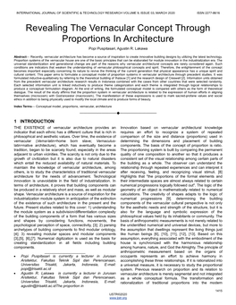 Revealing the Vernacular Concept Through Proportions in Architecture Popi Puspitasari, Agustin R