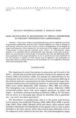 (AMMONOIDEA) the Hypothesis of Sexual Dimorphis