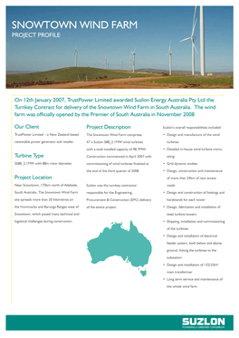 Snowtown Wind Farm Project Profile