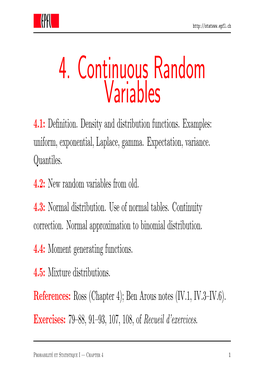 4. Continuous Random Variables