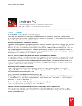 Adobe Creative Cloud for Teams Single-App Plan? Adobe Offers Two Creative Cloud for Teams Plans—Complete and Single App