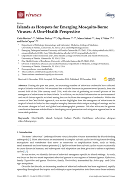 Islands As Hotspots for Emerging Mosquito-Borne Viruses: a One-Health Perspective