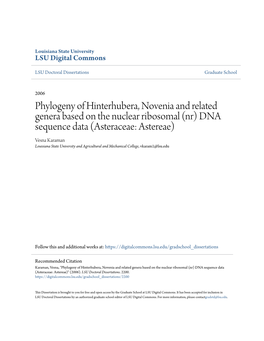 Phylogeny of Hinterhubera, Novenia and Related