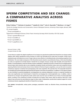 Sperm Competition and Sex Change: a Comparative Analysis Across Fishes