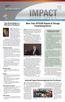 More Than $370,000 Raised at Chicago Fundraising Dinner, Continued from Page 1