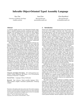 Inferable Object-Oriented Typed Assembly Language