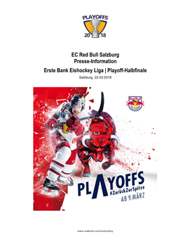 EC Red Bull Salzburg Presse-Information Erste Bank Eishockey Liga | Playoff-Halbfinale