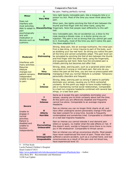 Comparative Pain Scale 0 – 10 Pain Scale Lucile Packard Children's