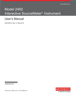 Model 2450 Interactive Sourcemeter® Instrument User's Manual
