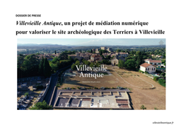 Villevieille Antique, Un Projet De Médiation Numérique Pour Valoriser Le Site Archéologique Des Terriers À Villevieille