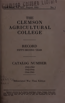 Clemson Catalog, 1942-1945, Volume 20