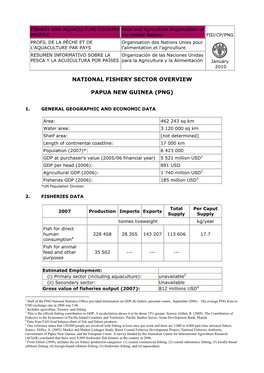 National Fishery Sector Overview Papua New Guinea