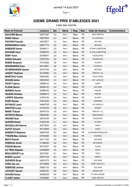 Liste Inscrits Grand Prix 11 Aout