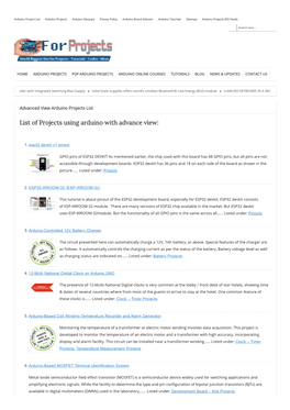 List of Projects Using Arduino with Advance View