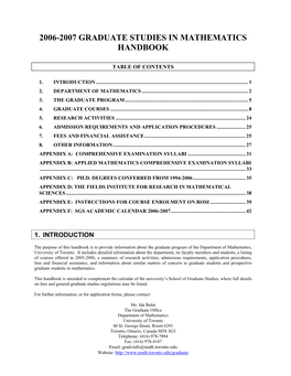 2006-2007 Graduate Studies in Mathematics Handbook