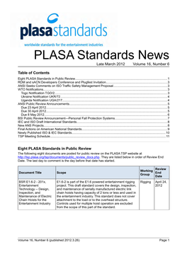 Standards News Late March 2012 Volume 16, Number 6