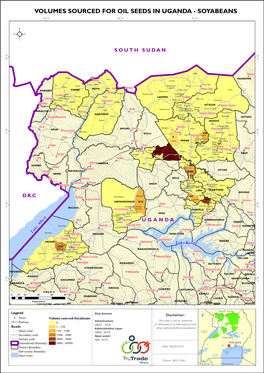 Volumes Sourced for Oil Seeds in Uganda - Soyabeans 31° E 32° E 33° E ²