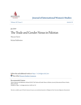 The Trade and Gender Nexus in Pakistan