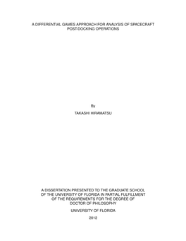 A Differential Games Approach for Analysis of Spacecraft Post-Docking Operations