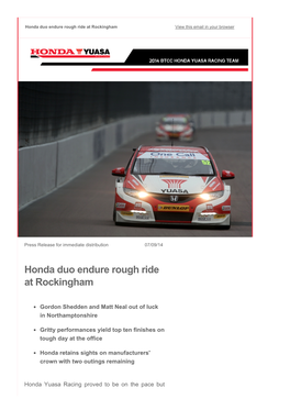 Honda Duo Endure Rough Ride at Rockingham View This Email in Your Browser