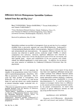 Differences Between Homogeneous Spermidine Synthases Isolated