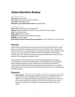 Game Narrative Review