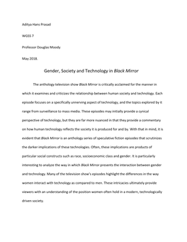 Gender, Society and Technology in Black Mirror