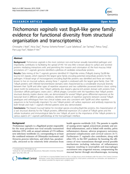 Trichomonas Vaginalis Vast Bspa-Like Gene Family: Evidence for Functional