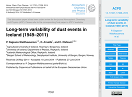 Long-Term Variability of Dust Events in Iceland (1949--2011)