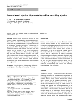 Femoral Vessel Injuries; High Mortality and Low Morbidity Injuries