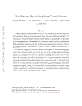 Non-Adaptive Adaptive Sampling on Turnstile Streams