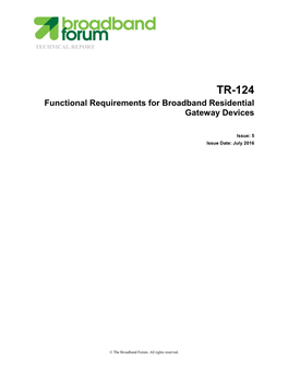 Functional Requirements for Broadband Residential Gateway Devices