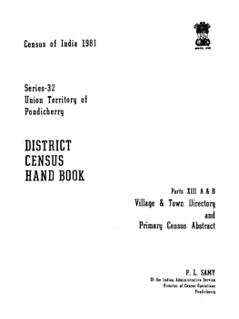 District Census Handbook, Union Territory of Pondicerry, Part XIII A