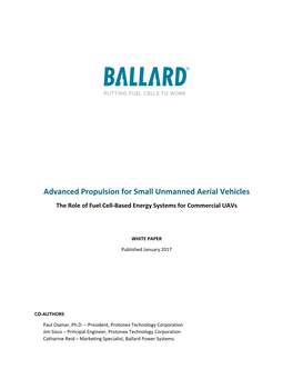Advanced Propulsion for Small Unmanned Aerial Vehicles