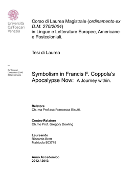 Symbolism in Francis F. Coppola's Apocalypse Now: a Journey Within