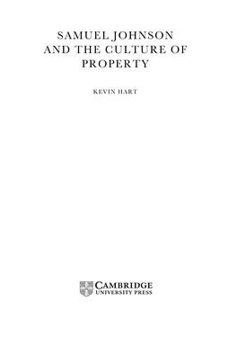 Samuel Johnson and the Culture of Property