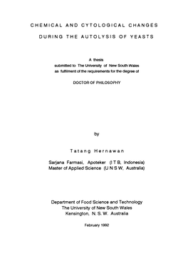 Chemical and Cytological Changes During