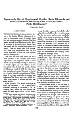 Report on the F~Ora of Pinge1ap Atoll, Caroline Islands, Micronesia, and Observations on the Vocabulary of the Native Inhabitants: Pacific Plant Studies 71 HAROLD ST