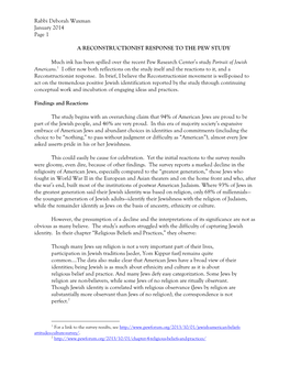 Rabbi Deborah Waxman January 2014 Page 1 A