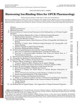 Harnessing Ion-Binding Sites for GPCR Pharmacology