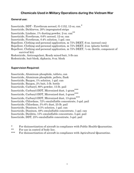 Chemicals Used in Military Operations During the Vietnam War